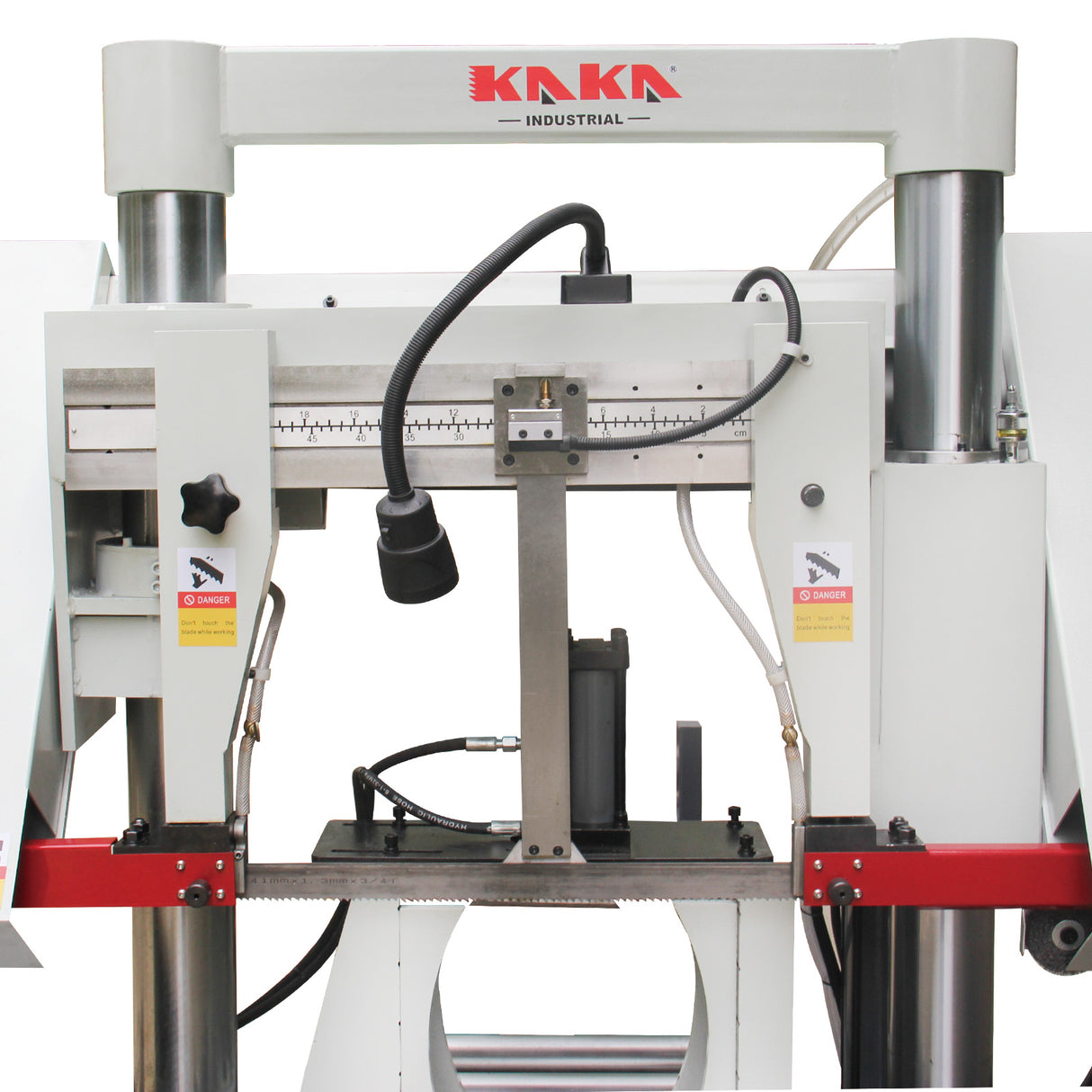 Kaka Industrial TGK-16A Double column horizontal band saw, Max cutting capacity 15.7 inch, vertical lifting, high stability. Cutting speed adopts hydraulic control, 230V 60HZ 3PH