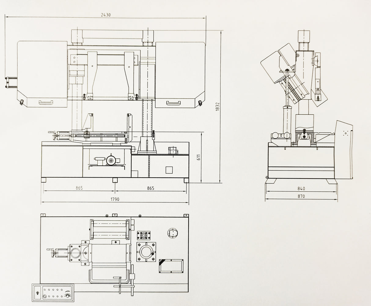 Kaka Industrial TGK-16 Double column horizontal band saw, Max cutting capacity 15.7 inch, vertical lifting, high stability. Cutting speed adopts hydraulic control, 230V 60HZ 3PH