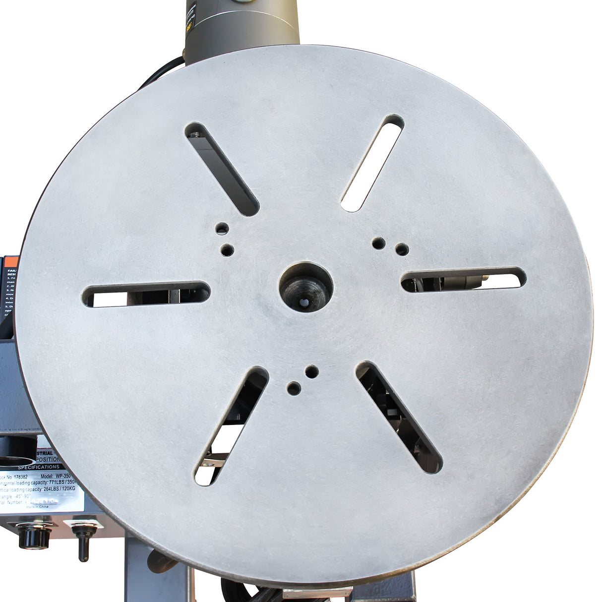 Welding Positioner 771lb Tilt angle 0-135º Rotation motor 125W Rotation speed 0-5 RPM Stepless Speed Control Welder Positioning Machine 110V-60HZ-1PH,WP-350