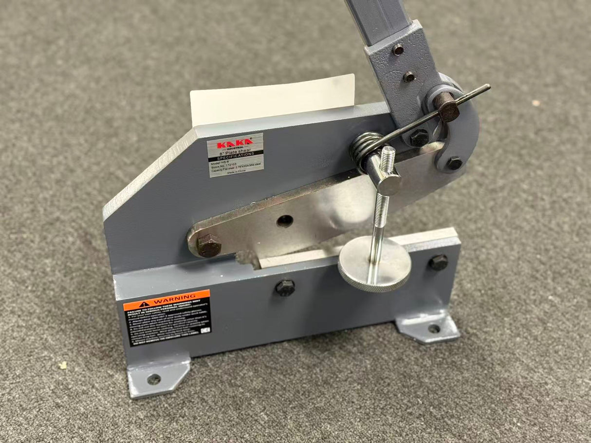 (Not Brand New) Hand Plate Shear, 8 inch Bench Shear Throatless Multiple Purpose Benchtop Throatless Sheet Metal Cutter for Shear Carbon Steel Plates and Bars,HS-8