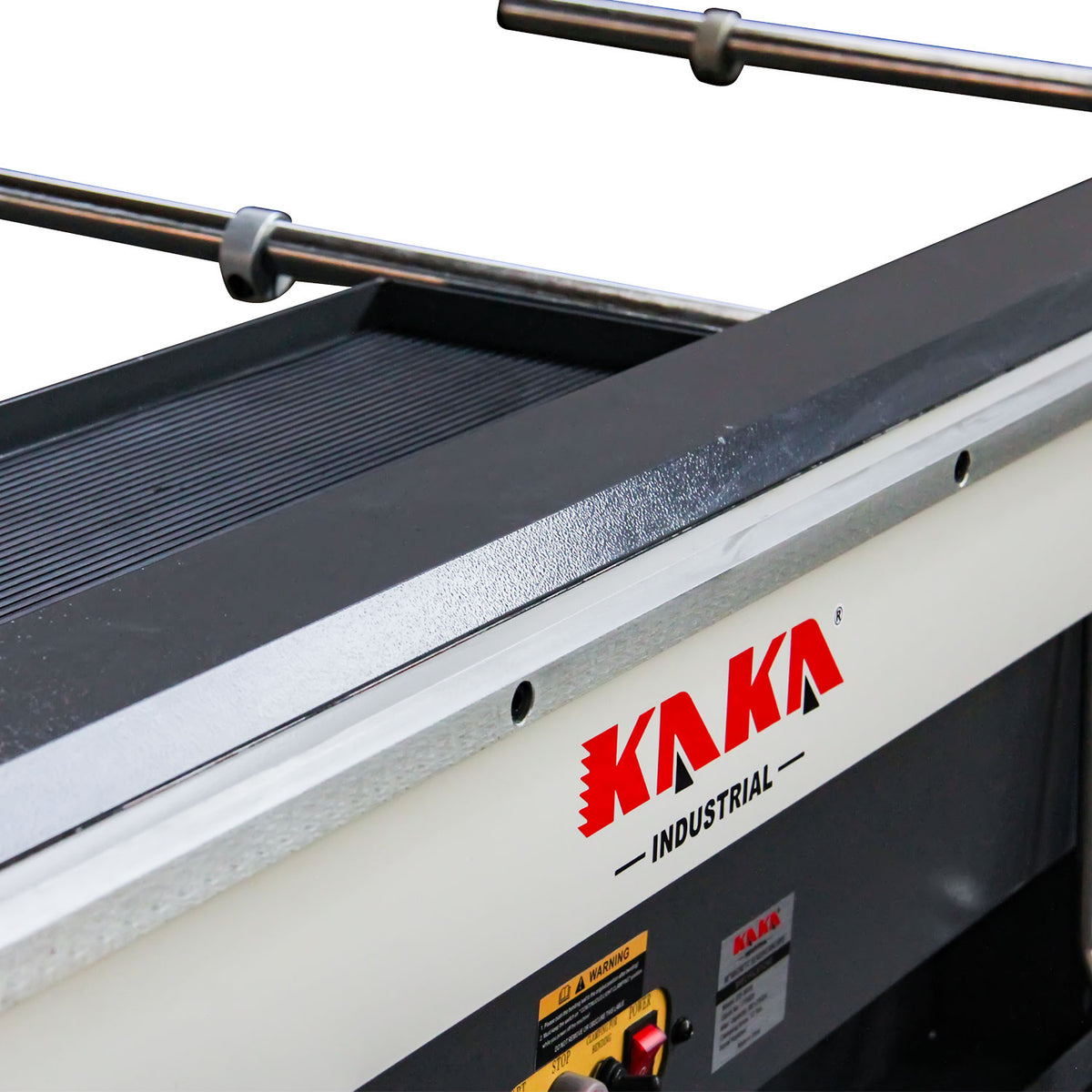 Magnetic brake clamp bar and bending beam close-up detail showing adjustable bar and rubber grip section, EB-9816