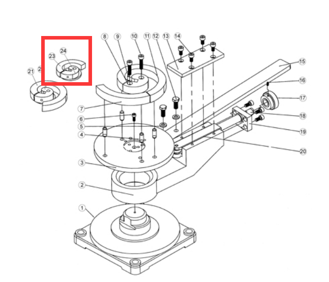 Spare parts for SBG-30, Cast-Iron Steel Frame Scroll Bender with 3”, 5” and 7” Toolings