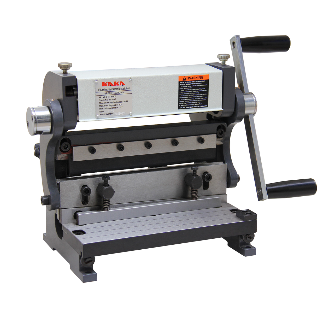 Shears and Slip Roll Machine,Brake Shear Roll Machine, 8-Inch Combination Sheet Metal Brake, Shear Press Brake 20-Gauge Capacity, 3-In-1/8