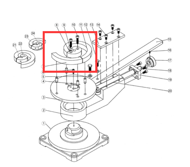 Spare parts for SBG-30, Cast-Iron Steel Frame Scroll Bender with 3”, 5” and 7” Toolings