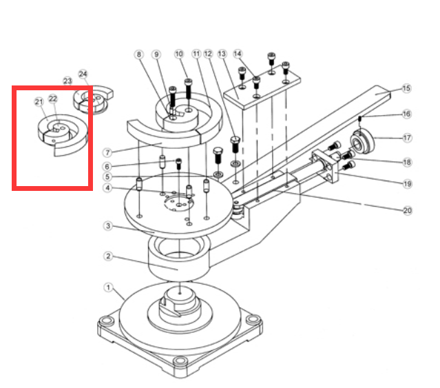 Spare parts for SBG-30, Cast-Iron Steel Frame Scroll Bender with 3”, 5” and 7” Toolings