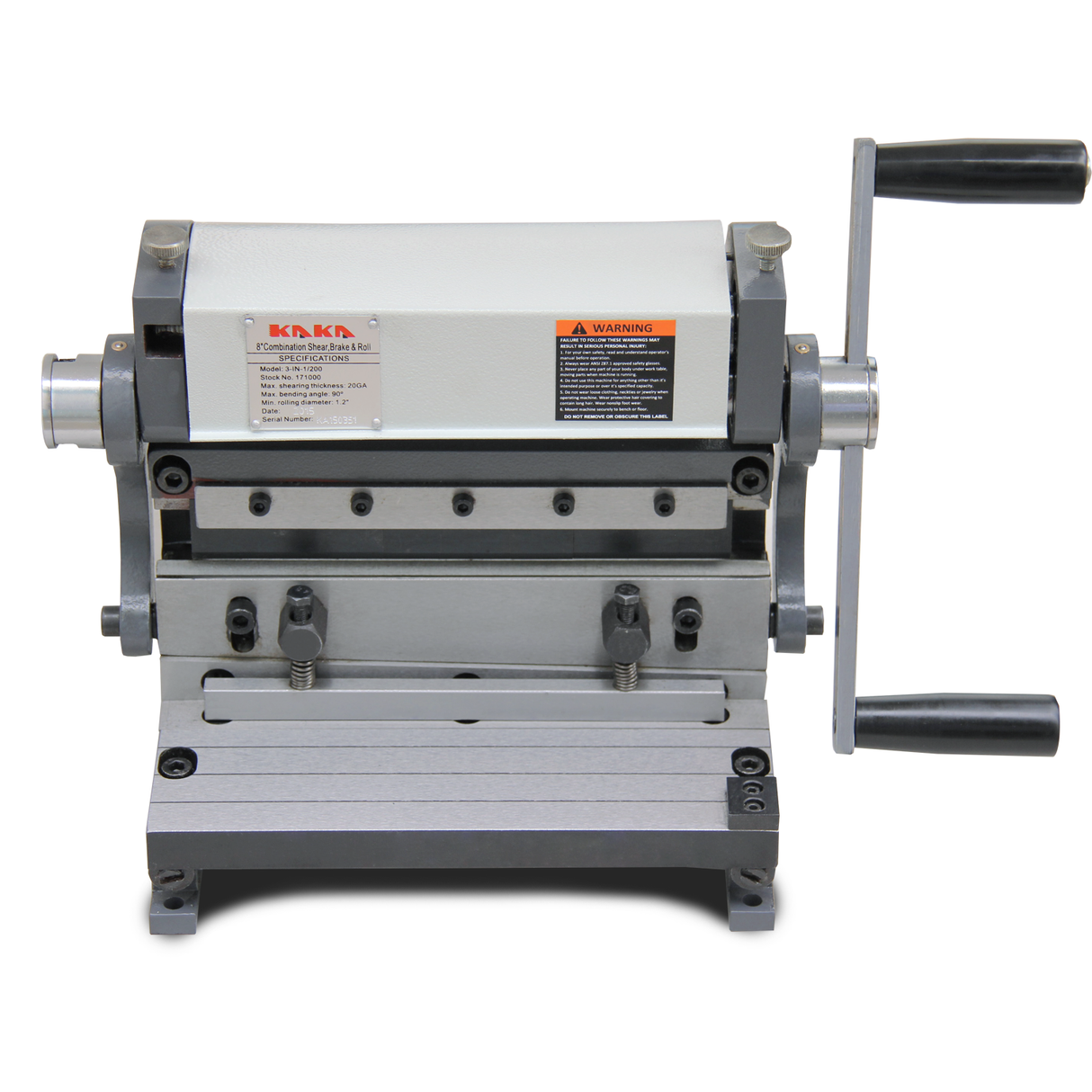 Shears and Slip Roll Machine,Brake Shear Roll Machine, 8-Inch Combination Sheet Metal Brake, Shear Press Brake 20-Gauge Capacity, 3-In-1/8