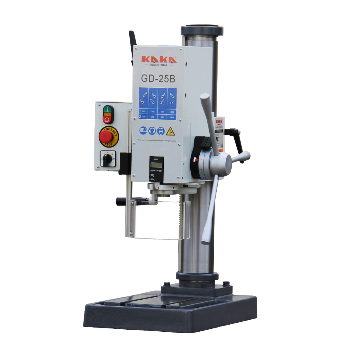 KAKA INDUSTRIAL Variable Speed Bench Drill Press,GD-25B 0.9kW 220V 3-Phase, 8-Speed (130-3200 RPM), Cast Iron Benchtop, 25mm Max Drilling, MT3 Taper