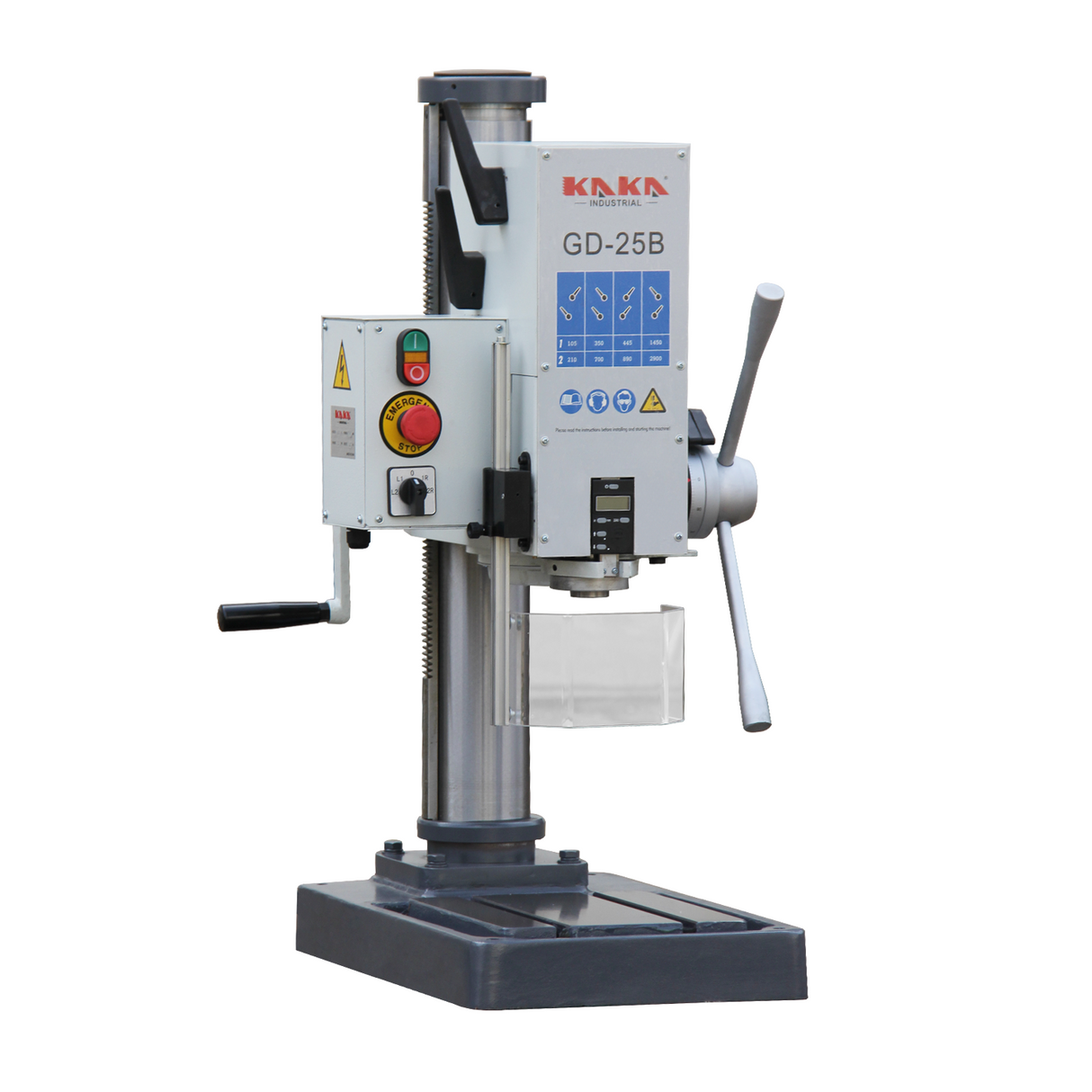 KAKA INDUSTRIAL Variable Speed Bench Drill Press,GD-25B 0.9kW 220V 3-Phase, 8-Speed (130-3200 RPM), Cast Iron Benchtop, 25mm Max Drilling, MT3 Taper