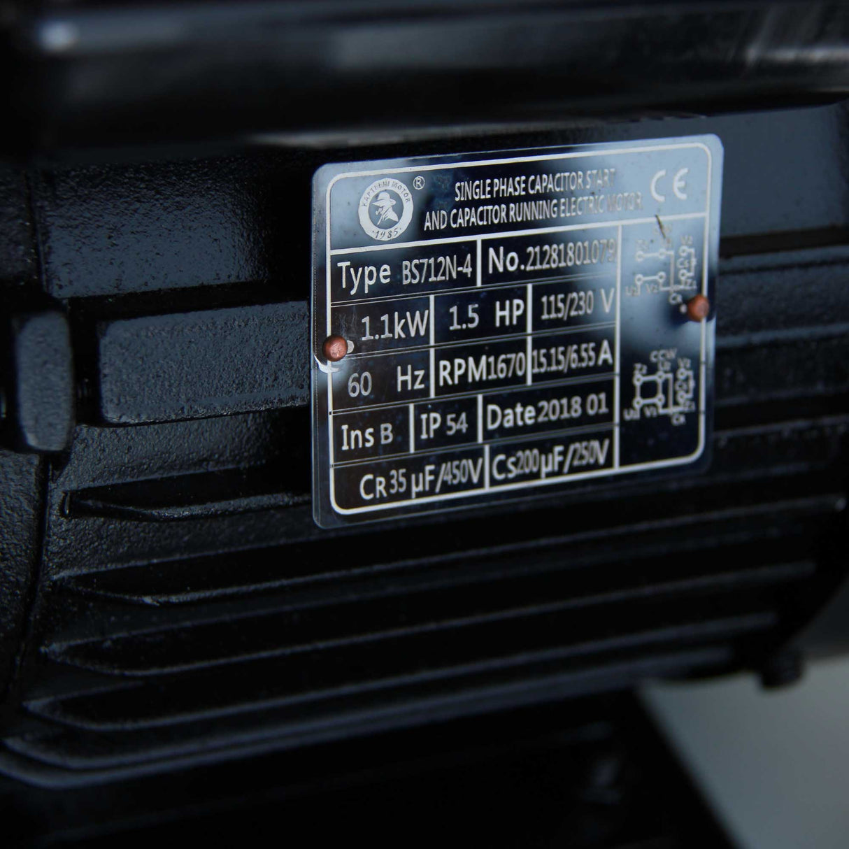 Spare parts for band saw BS-712N/BS-712R - Motor 115V/230V Single Phase