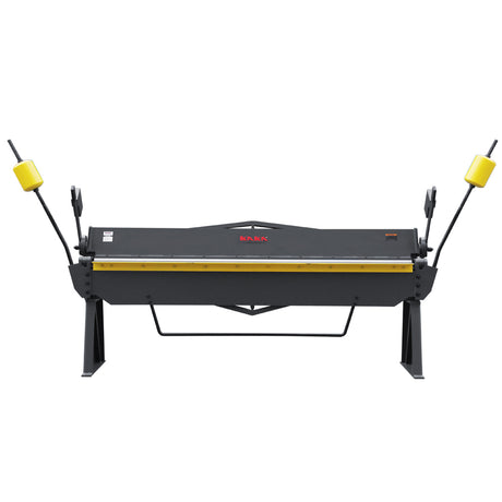 100-inch 12-gauge straight sheet metal brake front view, featuring a one-piece blade and counterweight assist, model W-10012