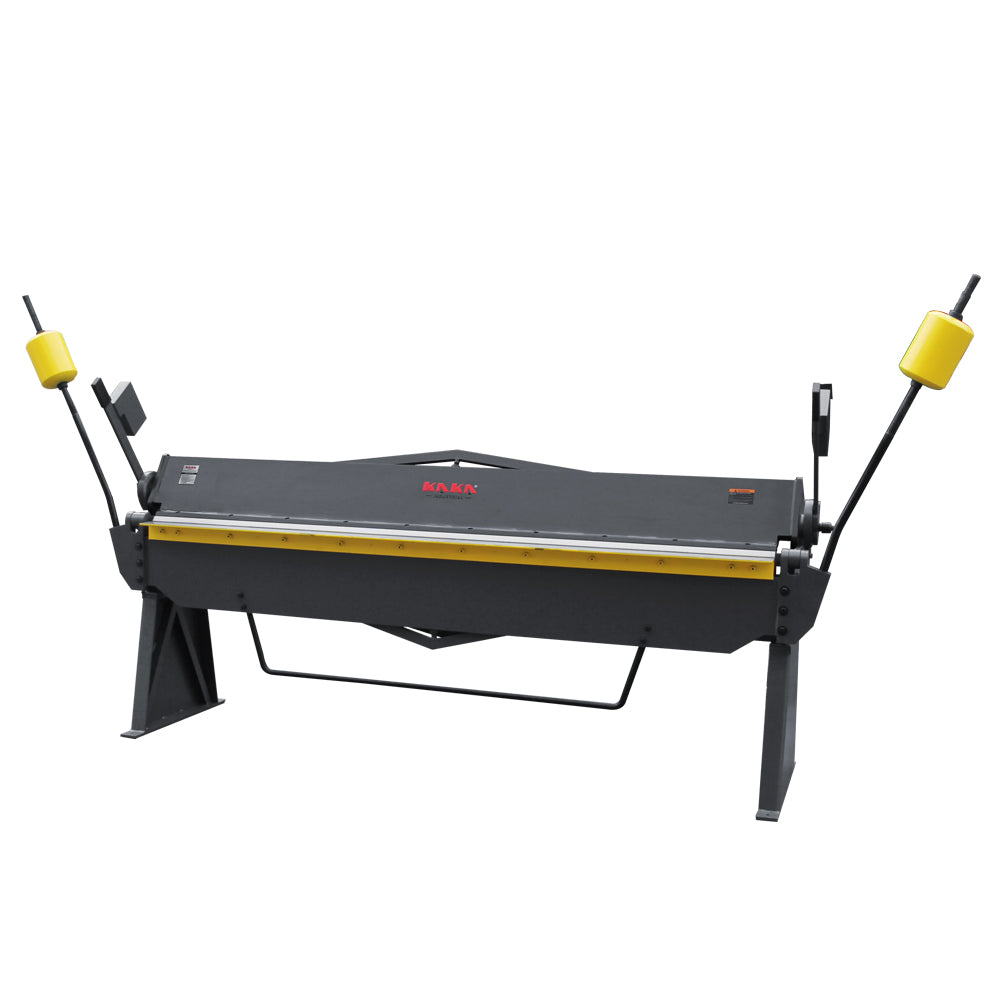 100-Inch heavy-duty straight sheet metal brake front angle view, showcasing counterweights and heavy-duty frame, model W-10012