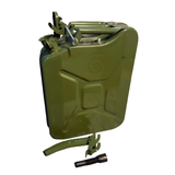 20L Green Metal Jerry Can with Spout - Fuel Storage Container