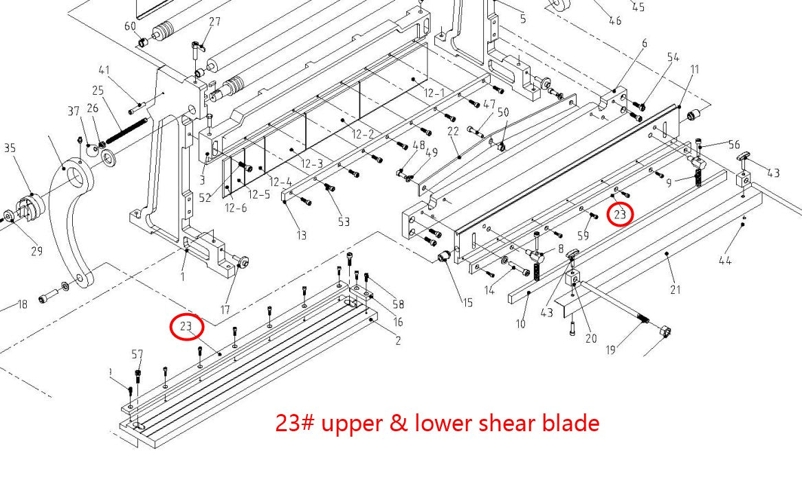 Part 23# upper & lower shear blade for 30" Shear Brake Roll 3-IN-1/30