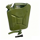 20L Green Metal Jerry Can with Spout - Fuel Storage Container