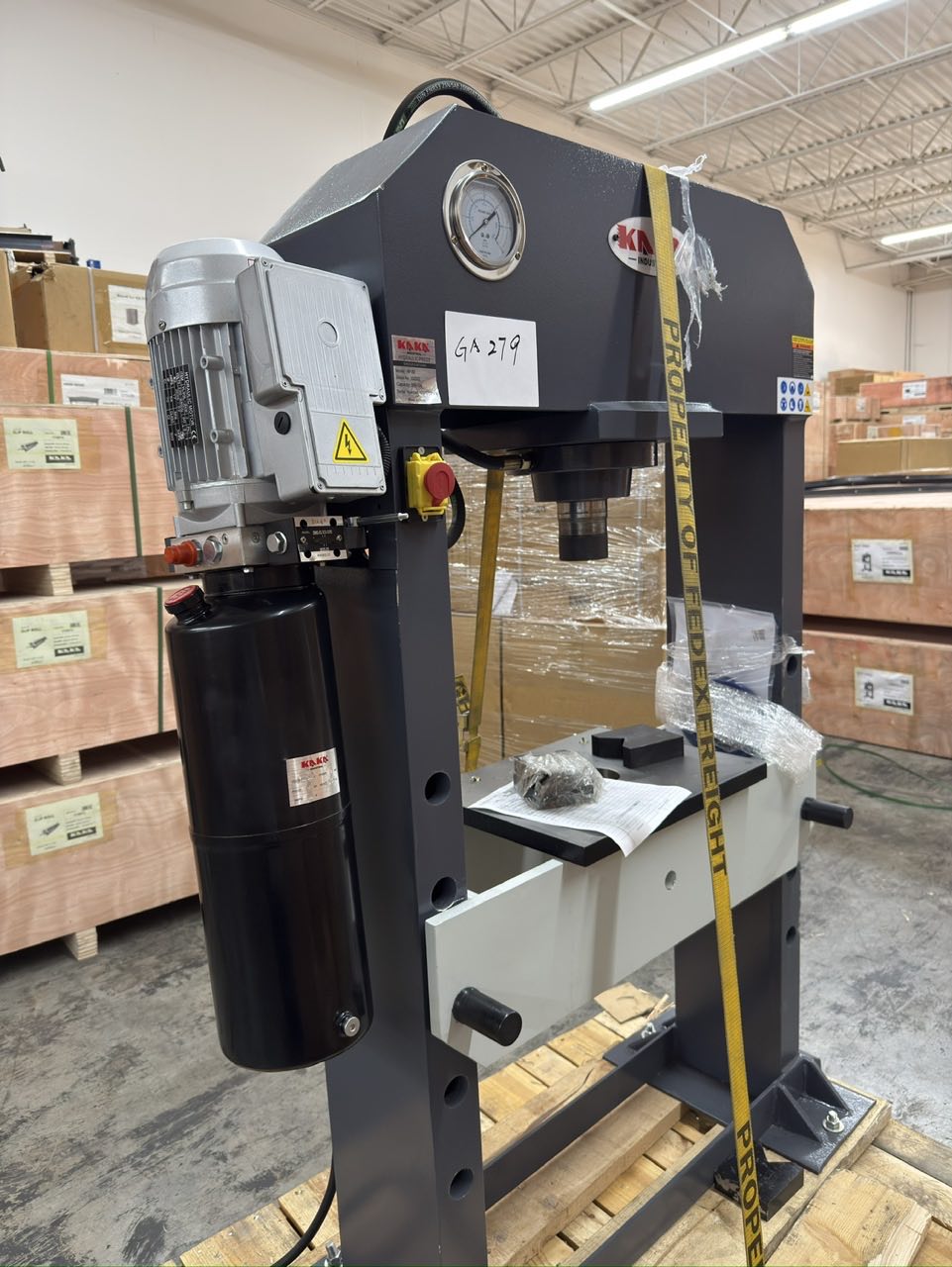 (Not Brand New) KAKA INDUSTRIAL Heavy Duty Electric Hydraulic Shop Press, Electric Pump H-Frame Shop Press with Gear pump, 50 ton Frame Capacity, 8.6 in Stroke 220V Single phase HP-50