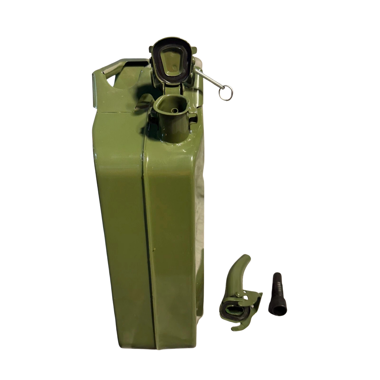 20L Green Metal Jerry Can with Spout - Fuel Storage Container