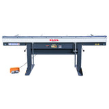 98-inch magnetic box and pan brake front view showing full width bending beam and foot pedal, EB-9816