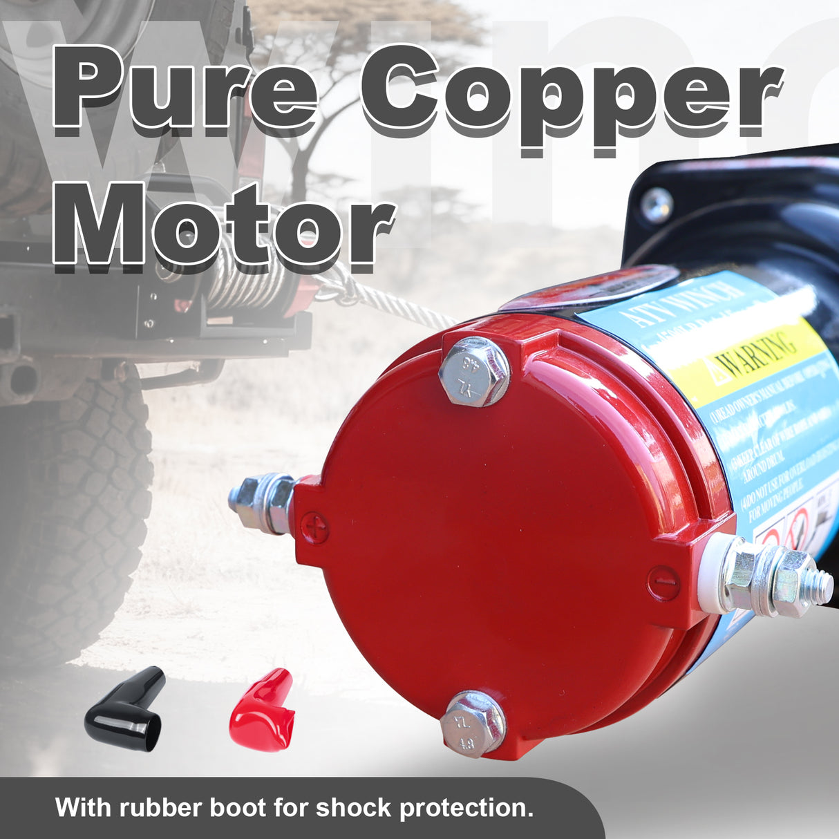 4500LB 12V Electric Winch with RED Synthetic Rope, 0.2Inch x 50Ft, 1.3kW Motor, 136:1 Gear Ratio, Wireless Remote, for 4WD UTV ATV Off-Road Recovery ATW-4500S