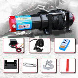 4500LB 12V Electric Winch with RED Synthetic Rope, 0.2Inch x 50Ft, 1.3kW Motor, 136:1 Gear Ratio, Wireless Remote, for 4WD UTV ATV Off-Road Recovery ATW-4500S