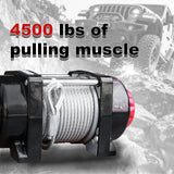 4500LB 12V Electric Winch, 4WD Recovery Winch with 0.2Inch x 50Ft Steel Wire Rope, 1.3kW Motor, 136:1 Gear Ratio, for UTV/ATV Off-Road Vehicle Recovery ATW-4500W