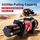 6000LB 12V Electric Winch with Red Synthetic Rope, 0.28Inch x 55.8Ft, 2.8kW Motor, 170:1 Gear Ratio, Wireless Remote, for 4x4 Off-Road Truck Jeep SUV Recovery ATW-6000S