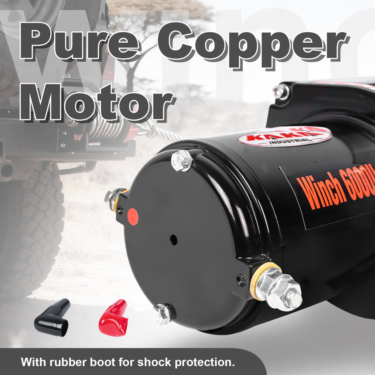 6000LB 12V Electric Winch with Synthetic Rope, 0.28Inch x 55.8Ft, 2.8kW Motor, 170:1 Gear Ratio, Wireless Remote, for 4x4 Off-Road Truck Jeep SUV Recovery ATW-6000S