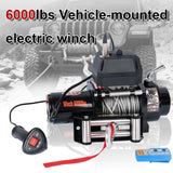 6000LB 12V Electric Winch, 4WD Recovery Winch with 0.275Inch x 55.8Ft Steel Wire Rope, 2.8kW Motor, 170:1 Gear Ratio, Automatic Load-Holding Brake, for UTV/ATV Off-Road Vehicle Recovery ATW-6000W