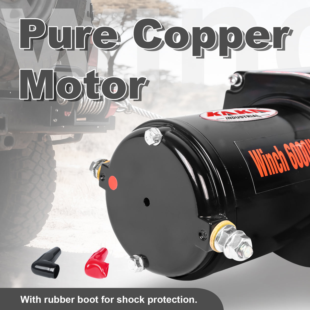 6000LB 12V Electric Winch, 4WD Recovery Winch with 0.275Inch x 55.8Ft Steel Wire Rope, 2.8kW Motor, 170:1 Gear Ratio, Automatic Load-Holding Brake, for UTV/ATV Off-Road Vehicle Recovery ATW-6000W