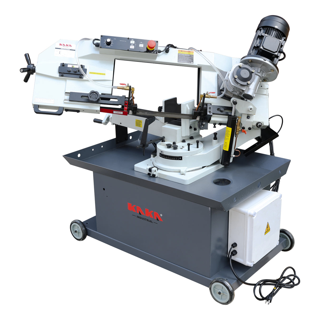 KAKA INDUSTRIAL 9" x 12" Horizontal Metal Cutting Band Saw, Gear Drive Bandsaw with Stepless Speed Regulation Heavy-Duty 2 HP (1.5kW) Motor, 110V 1PH and 45-Degree Swivel Head BS-912GR