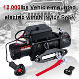 12000LB 12V Synthetic Rope Winch, 0.4Inch x 85Ft Red Winch Line, 3.2kW Motor, 265:1 Gear Ratio, Wireless Remote, for 4x4 Truck Jeep UTV Off-Road Recovery CW-12000N