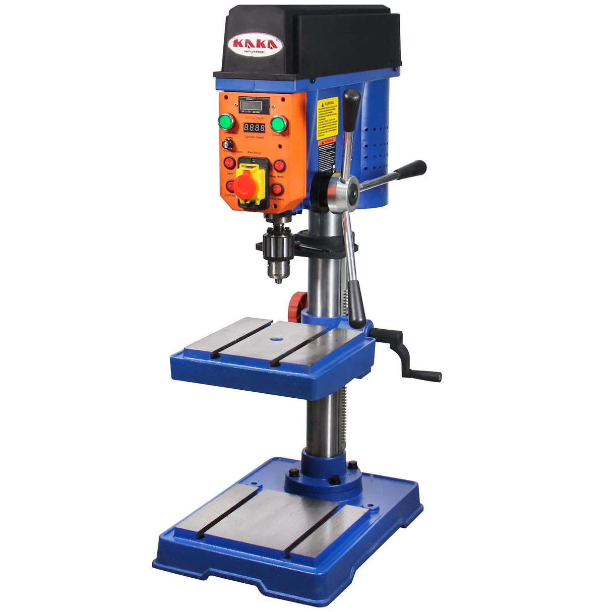 KAKA INDUSTRIAL 14.4 Inch Swing Benchtop Drill Press, 5/8" Capacity, Variable-Speed (260-1800 RPM) with Laser & Digital Display, 1HP 220V-60HZ-1PH, DP-16