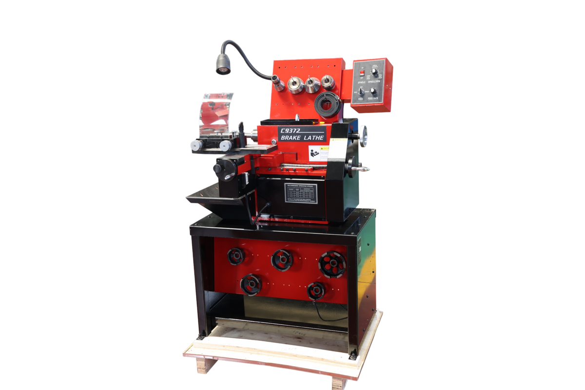 KAKA INDUSTRIAL C9372 Brake Rotor and Drum Lathe, DC Drive, 20 in Max Rotors 7.1-20 in, 70-320 rpm, DC drive, stepless feed, 0.8 HP, auto repair shops, garages, fleet