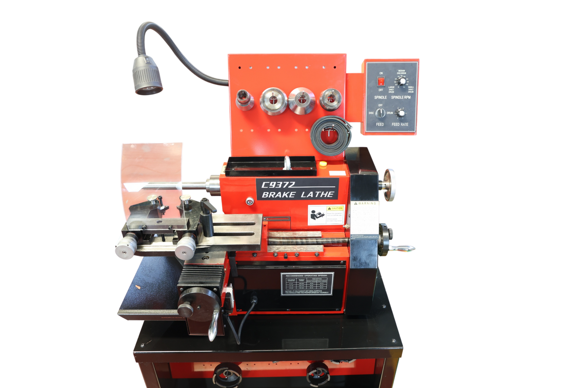 KAKA INDUSTRIAL C9372 Brake Rotor and Drum Lathe, DC Drive, 20 in Max Rotors 7.1-20 in, 70-320 rpm, DC drive, stepless feed, 0.8 HP, auto repair shops, garages, fleet