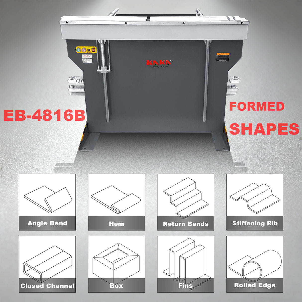 Sheet Metal Brake, 48-Inch Magnetic Box and Pan Brake, 6-Ton 16-Gauge Capacity Electro Metal Break, 220V Single Phase with Foot Pedal Control Siding Brake, Includes Clamp Bars EB-4816B