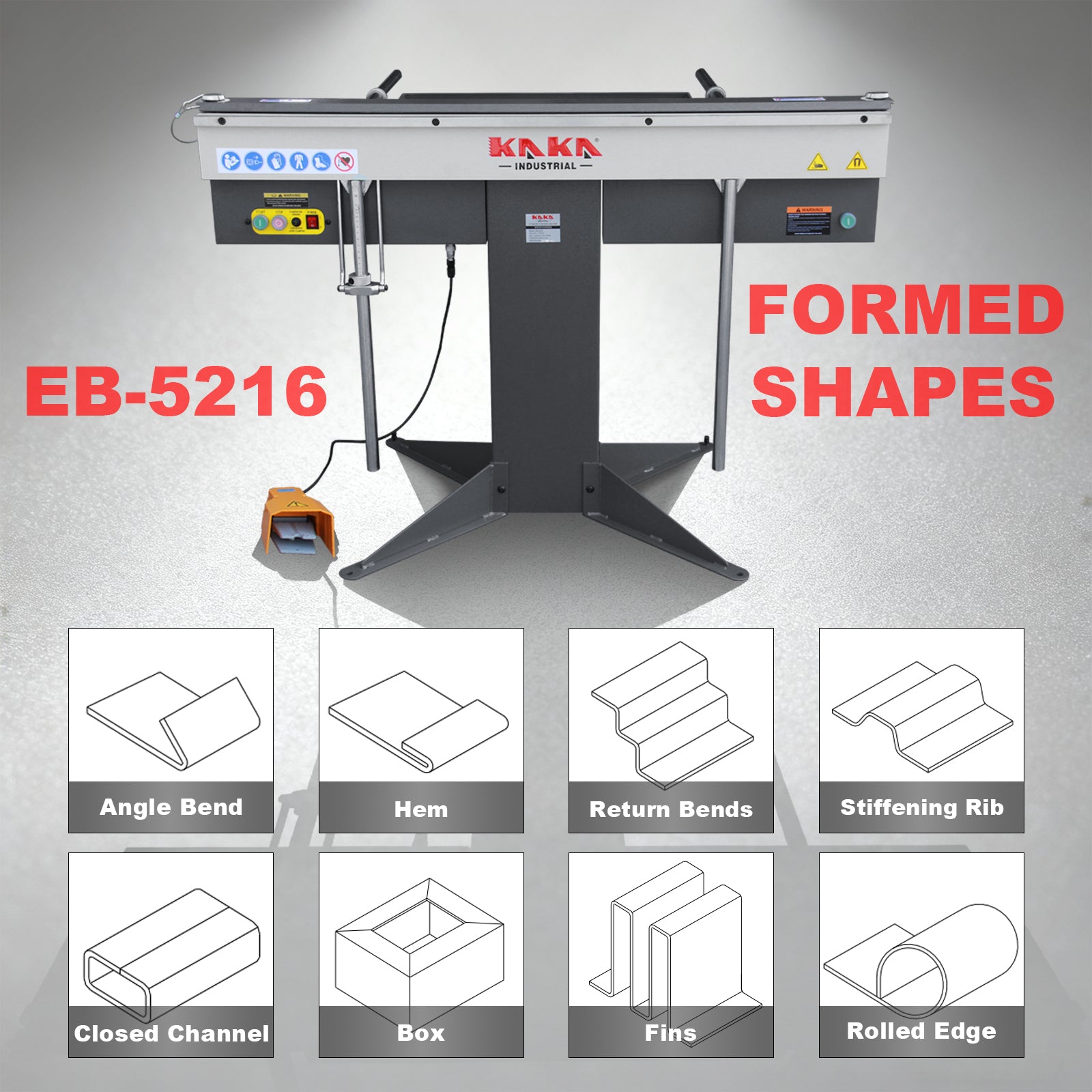 52-Inch Magnetic Box and Pan Brake, 6.5-Ton 16-Ga Capacity Powerful El