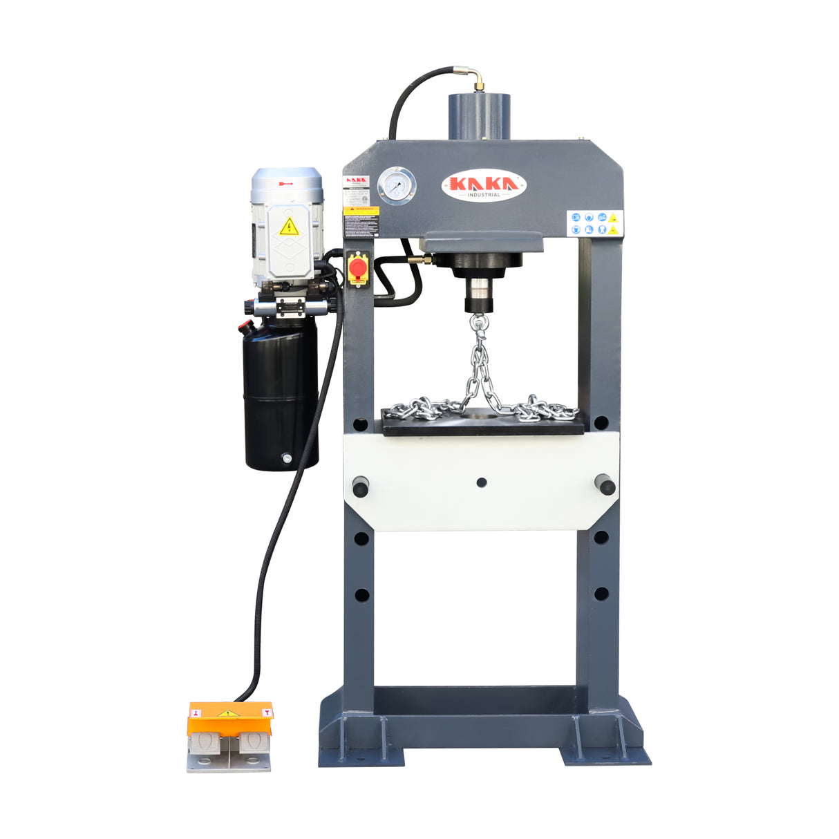 KAKA INDUSTRIAL Hydraulic Press, 25-Ton H-Frame Hydraulic Shop Press with Foot Pedal, 9.8-Inch Stroke Electric Hydraulic Press with Pressure Gauge for Pressing, Stamping HP-25F