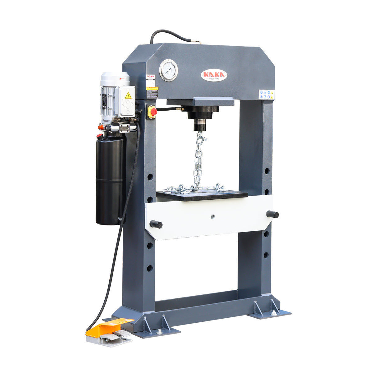 KAKA INDUSTRIAL 50-Ton Hydraulic Electric Hydraulic Press with Foot Pedal, H-Frame 8.6-Inch Stroke Shop Press with Pressure Gauge for Pressing, Stamping, Ideal for Garage or Professional Use HP-50F