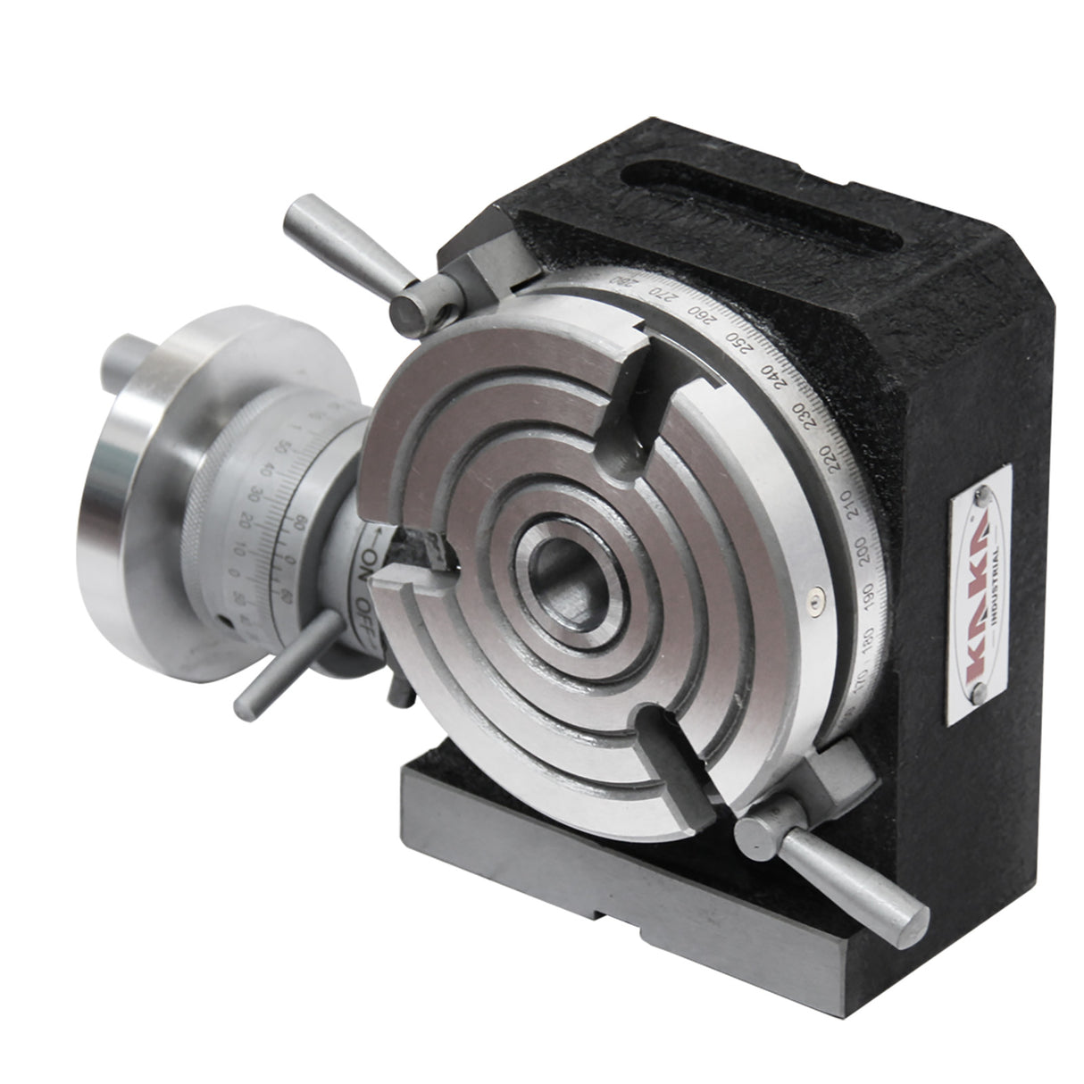 Kaka Industrial HV-4, 4" Horizontal Vertical Rotary Table Rotary table TSL Vertical & Horizontal MT2 Center Sleeve Rotary Table 3 slot Precision Milling Table 360 Degrees Precision Rotary Table