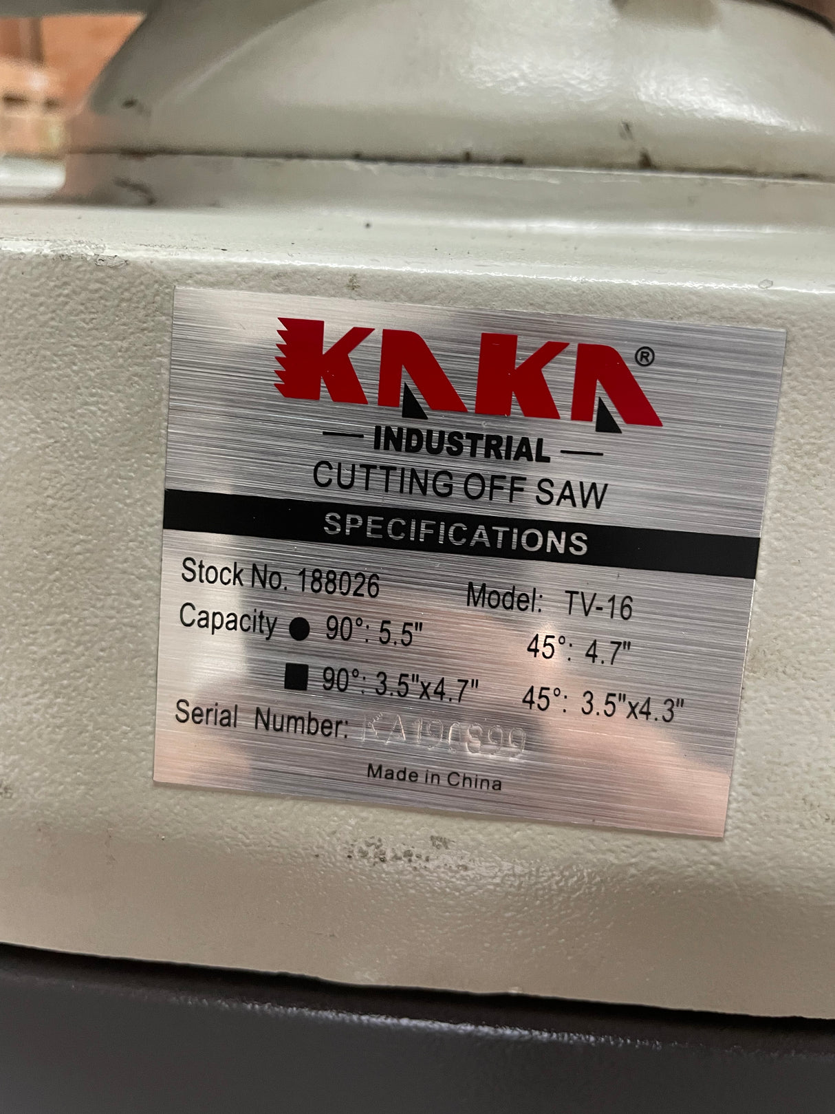 KAKA INDUSTRIAL Abrasive Saw, Powerful Chop Saw for Metal Cutting, 0-45 Degrees Adjustable Miter Saw, 16-in Blade 5500W 3840RPM, Abrasive Cut Off Saws Swivel Base and Mitering Head 230V-60HZ-3PH TV-16 (Not Brand New)
