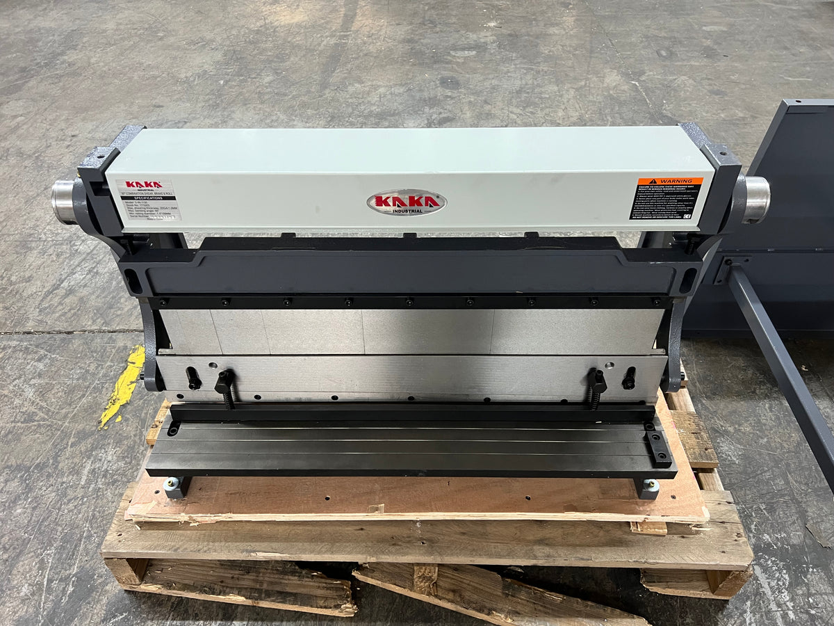 (Not Brand New) Kaka Industrial 3-IN-1/30 | 30" Sheet Metal Brake, Shear & Slip Roll Combo, 20-Gauge with Stand