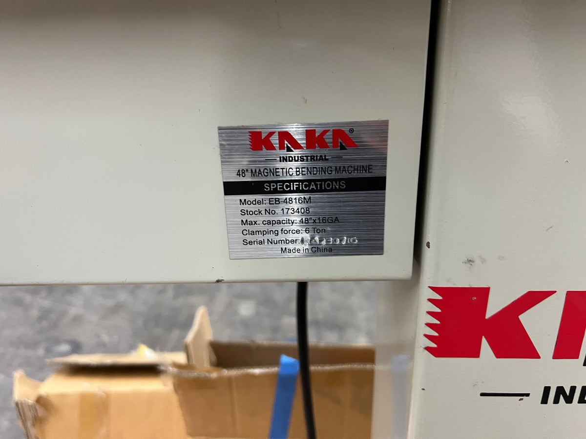 (Not Brand New) 48 inches Magnetic Brake, 6 ton magnetic clamping Magnabend Box and Pan Brake EB-4816M 16-Gauge Capacity 220V Single Phase