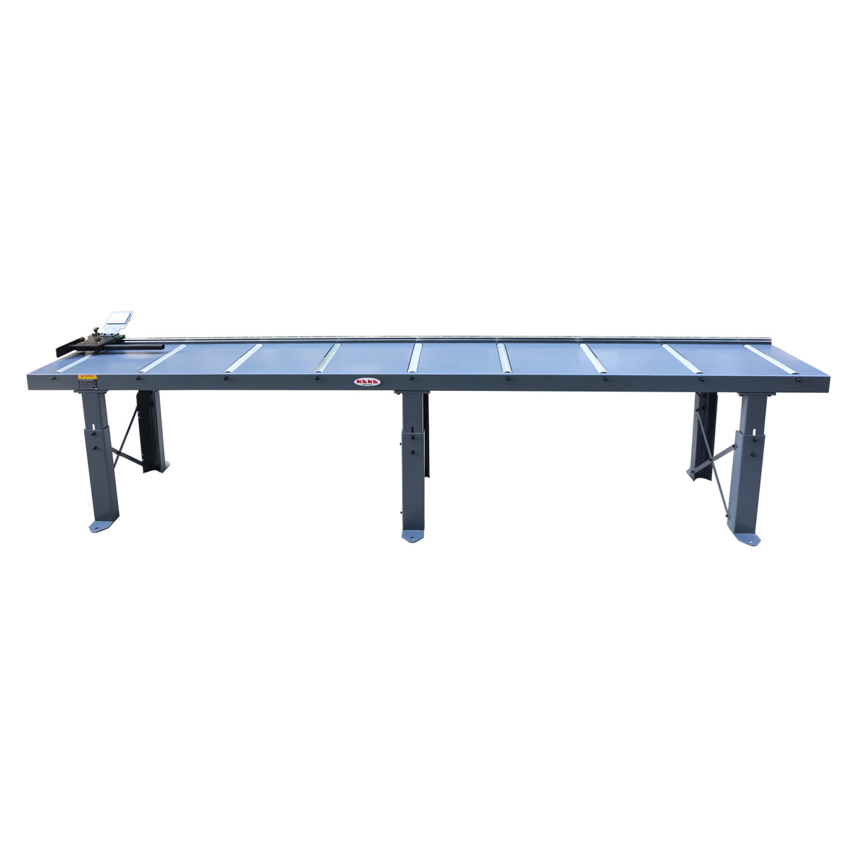 KAKA INDUSTRIAL Roller Conveyor with Digital Length Stop, 120" Adjustable Material Support Stand, Heavy Duty Steel Roller Table, 882 lbs Load Capacity, Height Adjustable Conveyor Roller Stand RB365x3000D