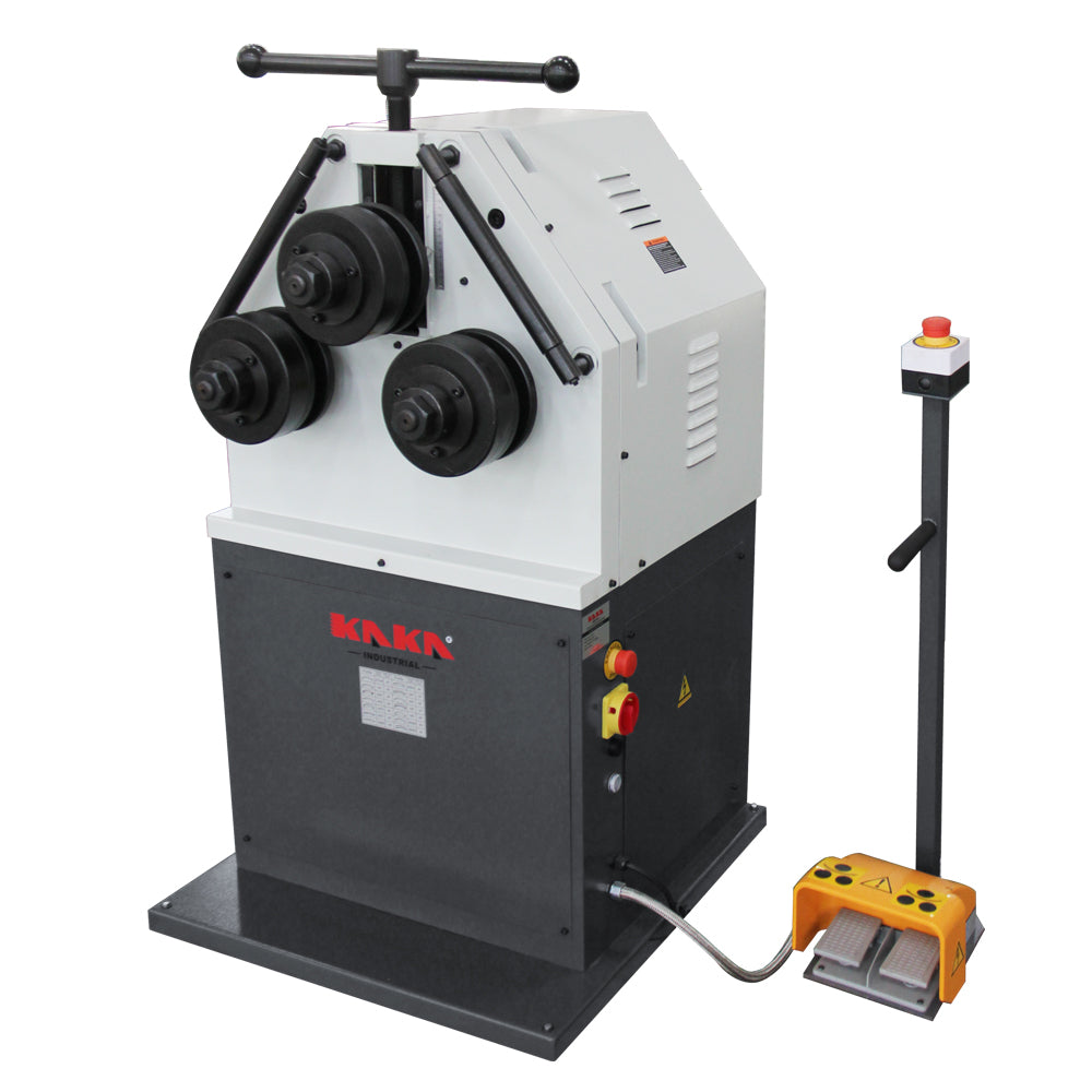 Roll Bending Machine, 3-Roll Profile Bender, 4 x 0.6 in Flat Bar, 2.2kW 230V 3PH, Electric Control, Vertical Operation, KAKA INDUSTRIAL RBM-50