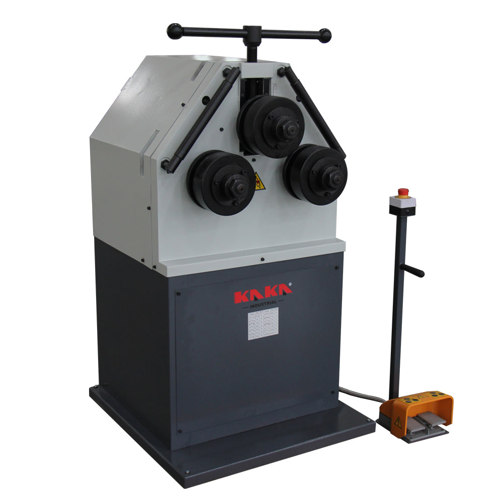 Roll Bending Machine, 3-Roll Profile Bender, 4 x 0.6 in Flat Bar, 2.2kW 230V 3PH, Electric Control, Vertical Operation, KAKA INDUSTRIAL RBM-50