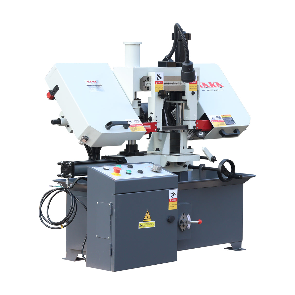 KAKA INDUSTRIAL Hydraulic Horizontal Metal Cutting Bandsaw, 7.87 in Cutting Capacity Double Column Band Saw, 1.3/1.8kW Dual-Speed Motor, V-Belt Drive TBK-08