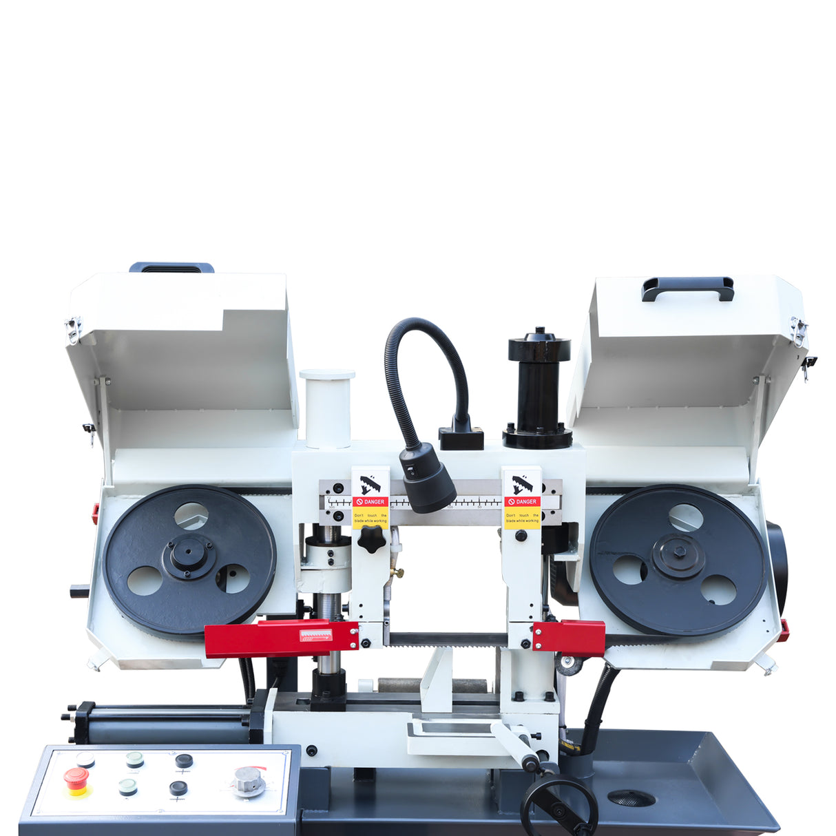 KAKA INDUSTRIAL Hydraulic Horizontal Metal Cutting Bandsaw, 7.87 in Cutting Capacity Double Column Band Saw, 1.3/1.8kW Dual-Speed Motor, V-Belt Drive TBK-08