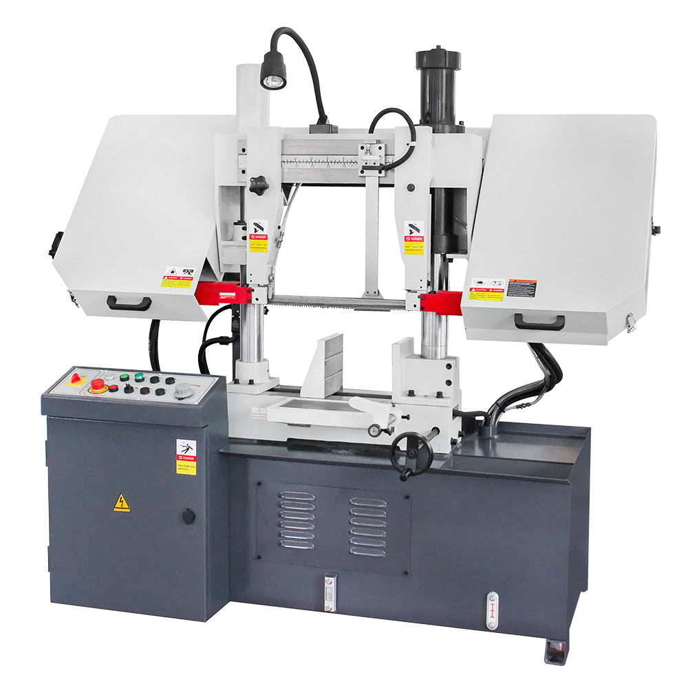 Kaka Industrial TGK-14 Double column horizontal band saw, Max cutting capacity 13.8 inch,vertical lifting, high stability. Cutting speed adopts hydraulic control, 230V-60HZ-3PH