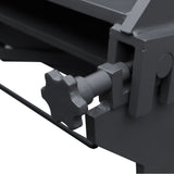 Close-up adjustment knob on a 100-inch straight metal brake, used for fine-tuning bed angle and material thickness, model W-10012
