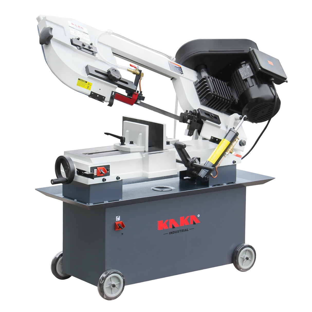 KAKA Industrial horizontal band saw 7"x12" Capacity BS-712N, metal cut band saw, 4 step blade speeds  by pulley wheel driven, Metal Horizontal Band Saw, metal band saw with 1.5HP motor 115V / 230V 1PH