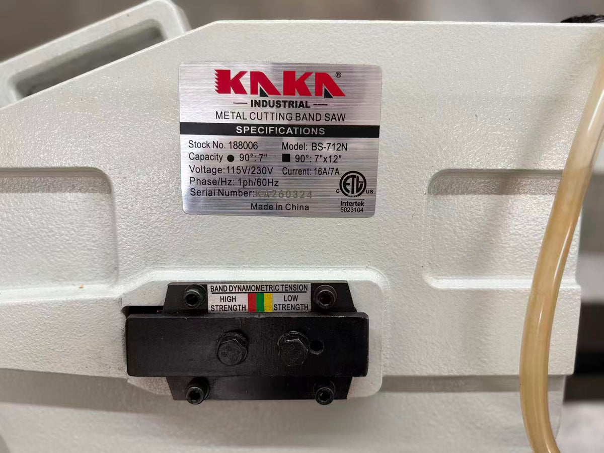 (Exhibition Demo Machine) Kaka Industrial BS-712N | 7x12" Horizontal Metal Band Saw, 1.5HP Dual Voltage